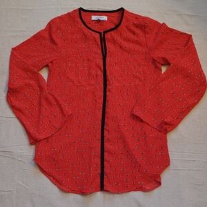 Libby Edelman Red Blouse with Bee Print Women's Size XS